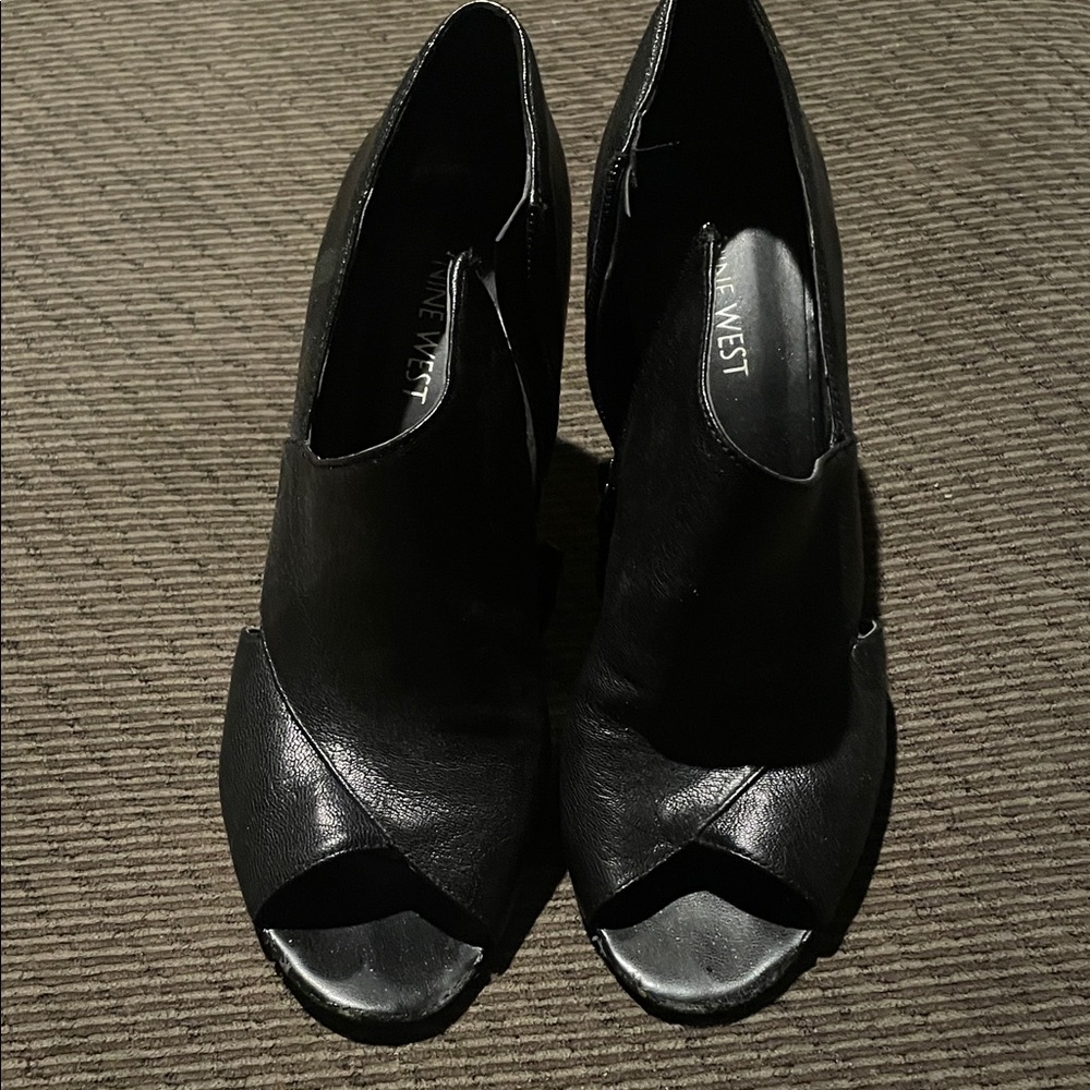 Nine West Black Peep-Toe Heels